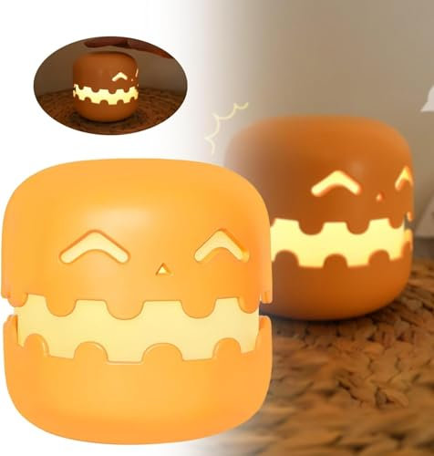 Umikk Halloween Creative Pumpkin Dimming Timer Night Light, 2024 Neu Kürbis Deko Nachtlicht Baby, Herbst Dekoration Kann Gedrückt Werden Nachttischlampe, Kürbis Nachttischlampe (Stil 2)