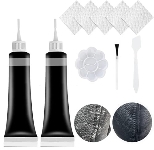 Wffeila Set di riparazione in pelle sintetica, 40 ml, set di riparazione per auto, divani, giacca in pelle, scarpe, graffi, fori neri per cintura in pelle sintetica