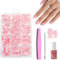 French False Nails Short - 240Pcs Square Press On Nails Kit - Fake Nails White Tip French False Nail Kit - Full Cover Stick on Nail Art Manicure Decorations for Girls Women