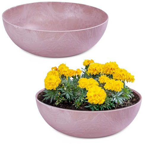 matches21 HOME & HOBBY Pot de fleurs pour l'extérieur, en vieux rose marbré, 25 x 9 cm, résistant aux intempéries