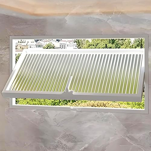 Ventana de vidrio templado giratoria de 360°, ventana de servicio corrediza vertical de aluminio con manija y cerradura, ventana de ventilación metálica empotrada para baño y cocina(White,WxH 60x40cm/
