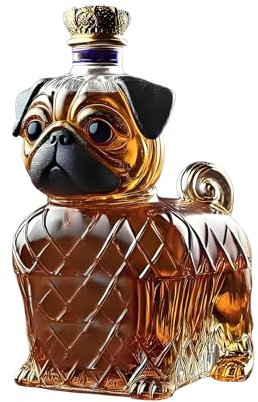 Whiskey Bottle | Bulldog Shape Empty Whiskey Bottle - 300ml Decanter Dispenser Animal Statue Decorative for Kitchen Dining Room Restaurant Birthday Father Friends