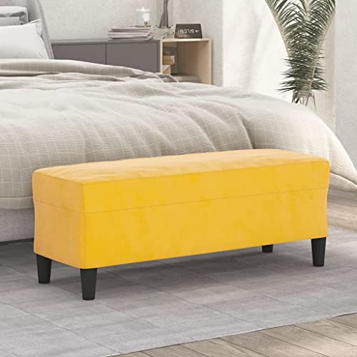 Teenpull Samt Sitzbank, Gelb, 100x35x41 cm, Bequeme Polsterbank für Eingangsbereich, Wohnzimmer, Schlafzimmer, vielseitig einsetzbar, modernes Design, weiches Sitzgefühl