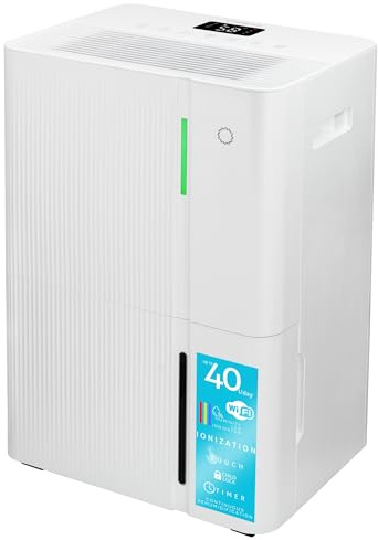 Deumidificatore Casa Muffa Turbionaire LEVI 40 WIFI ION 40L/giorno, Purificazione tramite ionizzazione, Deumidificazione Smart, Tanica da 5,3L, Controllo APP, Doppio drenaggio, Ruote Piroettanti, 85㎡