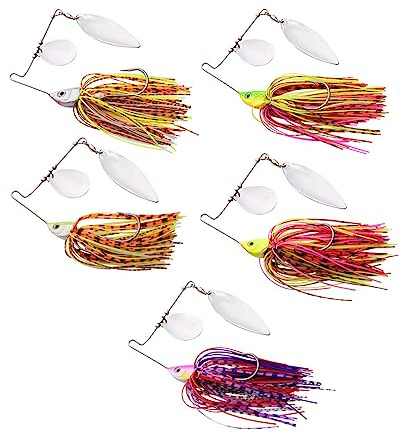 INEOUT 5 Pz Buzzbait Esche da Pesca 15g Spinnerbait Wobblers Cucchiaio Topwater Accessori for La Pesca Amo Singolo Spinato Pesca Metallo Esca