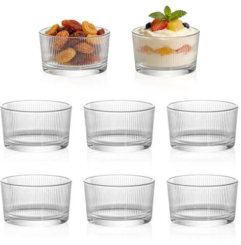 RANJIMA Dessertgläser 200ml, 8 Stück Dessertschalen Glas Stabelbare Glasschalen Eisbecher Gläser Eisschalen für Desserts Tiramisu Pudding Eis Salat ice cream Perfekt für Zuhause Restaurants Partys