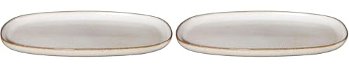 ASA Saisons Ovale Platte Steinzeug Nude-Sand, Größe: 31cm x 18cm x 2cm, 27201107 (Packung mit 2)