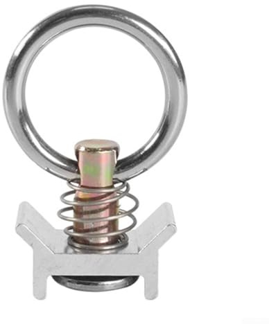Quick Release Ring Spring Bolt Single Bolt Track L Track Anchor for RV Cargo Holding and Trailer Fixation (Silver Pull Ring)