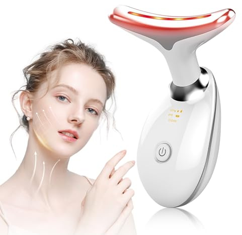 Masajeador Facial Eléctrico, Masajeador Facial Antiarrugas de 3 Modos, 7 Colores LED EMS Masajeadores Faciales Reafirmante, 45°C Radiofrecuencia Facial, Guasha Lifting Masaje Facial Reductor de Papada