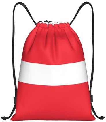 DUYKIMQW Leichter Rucksack mit Kordelzug und österreichischer Flagge, verschlüsselte Polyesterfaser, Fitness-Rucksack, Österreichische Flagge, S