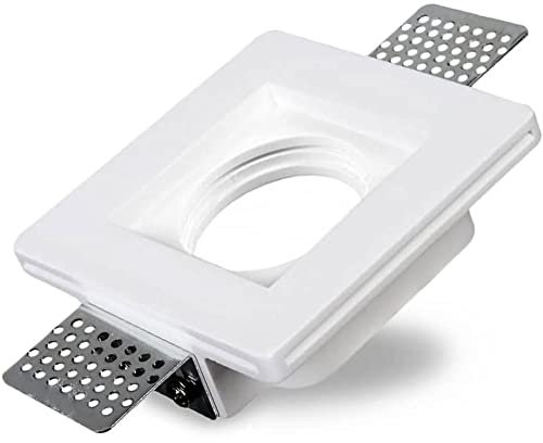 Vetrineinrete® Portafaretto da incasso in gesso a scomparsa quadrato 100x100mm supporto per faretti gu10 e mr16 foro 105x105 mm GS-03 P33