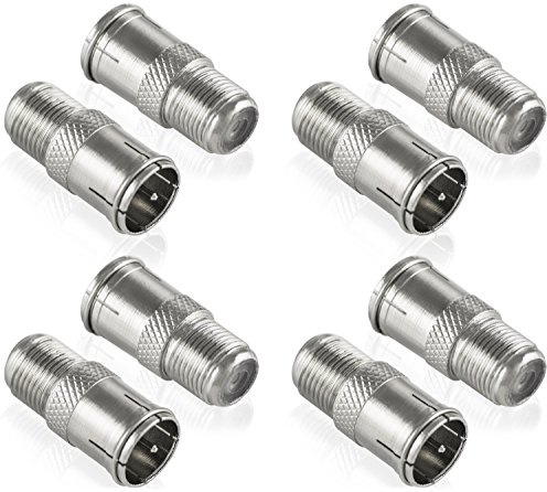 Poppstar 8x SAT F-Quickstecker (Coax Schnellverbinder: F-Buchse auf F-Stecker) Kupplung für Koaxialkabel - Antennenkabel, silbern