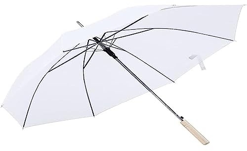 eBuyGB Pack of 2 Automatic Wedding Photographer Parasol Folding Umbrella, Long Umbrella with Stick Handle Rain Stick Umbrella, Umbrella, Colourful - White 37 Inch / 94cm Span 84cm Length