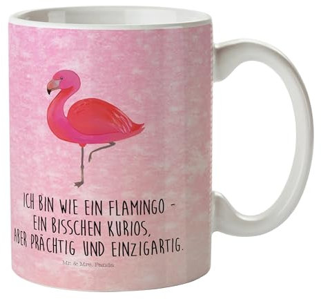 Mr. & Mrs. Panda Kindertasse Flamingo Classic - Geschenk, Prächtig, Rosa, Selbstliebe, Kindergeburtstag, Trinklernbecher, Freundin, Kinderbecher, Mit Deckel, Sohn, Ich, Auslaufsicher
