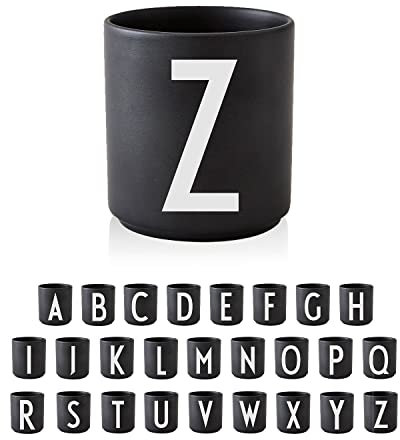 Design Letters Coffee Cup (A-Z) | Personalized Gift for Men, Women & Friends | Porcelain Mug | Tea Cup | Initial Letter for Table Decoration | Black 250 Ml