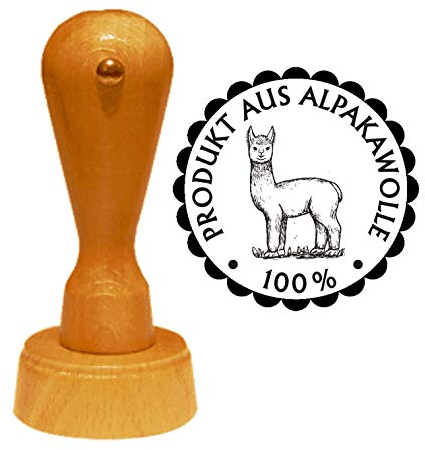 Stempel Motivstempel « ALPAKAWOLLE » Durchmesser ca. Ø 40 mm - Motiv ALPAKA - Handarbeit Stricken Nähen