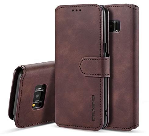 UEEBAI Handyhülle für Samsung Galaxy S7 Edge, Hülle Retro Premium PU Leder Weich TPU Klapphülle [Magnetverschluss] Kartenfach Standfunktion Anti Kratzern Flip Wallet Trageband Schutzhülle-Kaffeebraun