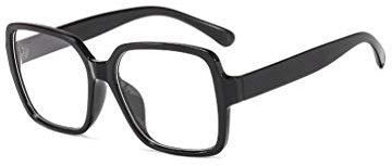 TECH-LINE-DIRECT 2023 Oversize Eyeglasses Unisex Square Glasses - Black Frames Clear lens