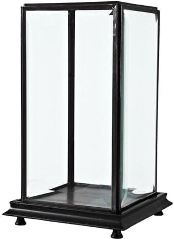 Casa Padrino Luxus Tischvitrine Schwarz/Antik Bronze 22 x 22 x H. 37 cm - Wohnzimmer Dekoration