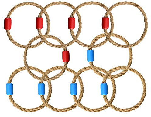 OUTOSS-Rope Toss Ring Replacement Parts (Size-5) for Adults and Kids,Durable Jute Rope Ring Toss Rings for Backyard Ring Toss Game,Outdoor Party Games(Hemp Rope Rings-10Packs)