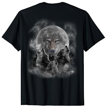 Grauer Wolf Jagdgebiet, Eisiger Mond, Wald, Galaxie T-Shirt