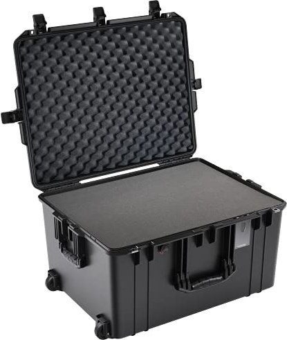 PELI 1637 Air Leichter Trolley für Drohnen, Bühnenlicht und Weitere Studioausrüstung, Wasser- und Staubdicht, 89L Volumen, Mit Schaumstoffeinlage (Anpassbar), Farbe: Schwarz