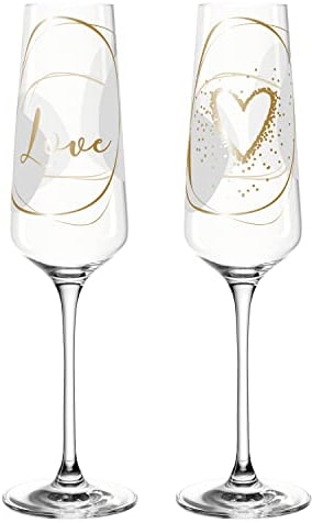 Leonardo Presente 029180 Love Lot de 2 verres à champagne lavables au lave-vaisselle avec manche tiré 280 ml