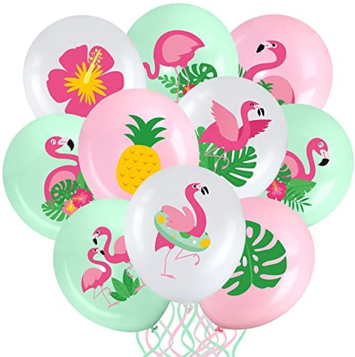 45 Stück Flamingo Luftballons Tropische Blatt Ananas Hibiskus Luftballons 12 Zoll Hawaiianische Luau Latex Ballons für Tropische Hawaii Flamingo Geburtstag Hochzeit Shower Party Deko