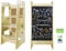 Montessori Lernturm Kinderstuhl, Höhenverstellbarer Learning Tower mit Tafel, Küchenhelfer für Kinder, Sicherer und Leicht zu Reinigen, Bis 100 kg Tragkraft