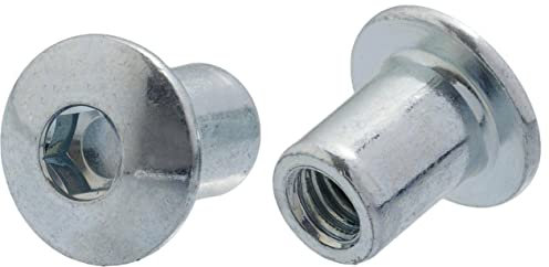 Dado a manicotto con testa tonda, dadi a cilindro, dado a bussola Ericsson per mobili, confezione da 10 (M10 x 13 mm x 20 mm, zinco bianco)