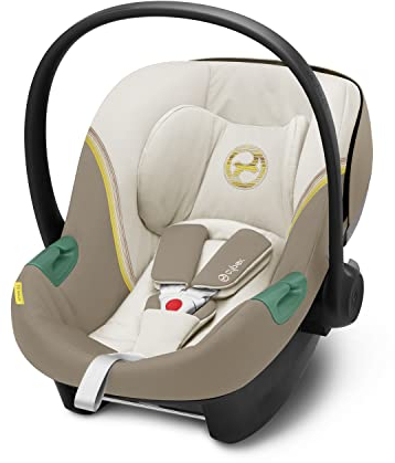 CYBEX Gold Babyschale Aton S2 i-Size, Ab Geburt bis ca. 24 Monate, Max. 13 kg, Inkl. Neugeboreneneinlage, SensorSafe kompatibel, Seashell Beige