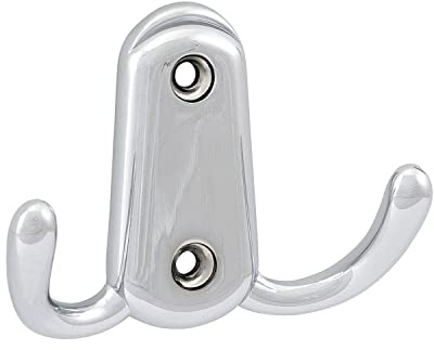 OBF 756151-29 verchromt poliert Grimme Mantelhaken Canelli (Kleiderhaken), Breite 17 mm Höhe 86 mm, Doppelhaken Zinkdruckguss