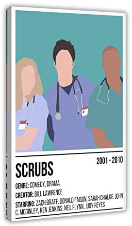 Scrubs Minimalistisches Poster TV-Show Leinwand Poster Wandkunst Dekor Druck Bild Gemälde für Wohnzimmer Schlafzimmer Dekoration Rahmen Stil 60 x 90 cm