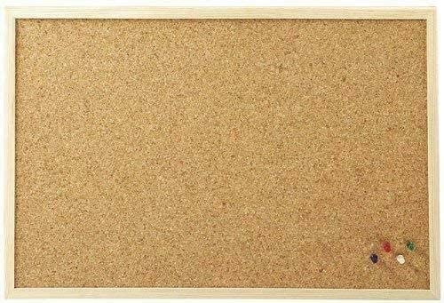 Bargain Factory Cork Board - Notice memo Label Instructions Rules pin - 6 Push Pins Classic Wood Natural Frame - Office, School, Home. (40 CM x 60 CM)