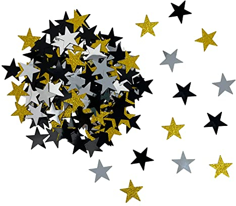 Oblique Unique® Konfetti Sterne Gold Glitzer Silber Schwarz Stern Streu Deko Tisch Deko Streuteile für Weihnachten Geburtstag Silvester Party