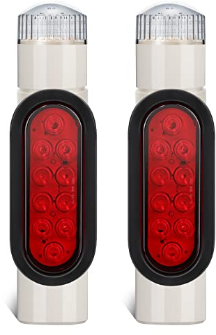 Partsam 2pcs Boat Trailer Guide on Post Pipe Light Set, [DOT Approved] [Patented] IP67 Waterproof Boat Trailer Guide Pole Lights for 2-3/8 PVC Pipe, Turn Signal Brake Tail Lights 12V