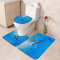Set 3 Teilig Badvorleger Delphin Auf Meereslebewesen des Blauen Ozeans Langlebige Bade-Matte+Kontur+Wc-Deckelabdeckung Wasserabsorbierend Badematte Und Wc-Vorleger-Set Für Badezimmer