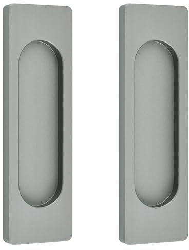 MOROBOR Self-Stick Rectangular Sliding Door Pulls, 2pcs Aluminum Alloy Flush Pull Punch-Free Handle for Sliding Barn Door Windows Cabinets (Matte Grey,100mm)