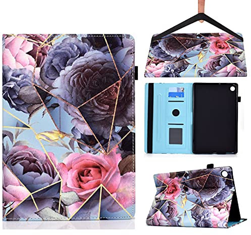 LSPCASA Funda Tablet Lenovo M10 Plus 3 Generación Soporte De Material De Cuero PU Cubierta De Folio Soporte De Carcasa Protectora Auto Wake/Sleep Funda Lenovo Tab M10 Plus 3rd Gen Rosa Rosada