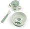 Done by Deer Foodie first meal Geschirrset Happy clouds Grün - Praktische kindergeschirr - baby löffel, Schüssel mit saugnapf und Trinkbecher, 100% PP in Lebensmittelqualität mit rutschfestem TPE