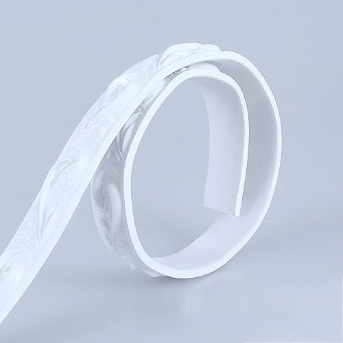 Guest Ruyunlai Tapetenbordüre selbstklebend 10-weiß 2 x 500 cm zum Aufkleben für Wohnzimmer Küche Badezimmer Abnehmbare Wasserdicht Bodenleiste PVC Dekorative Bordüre