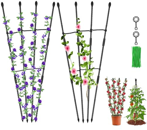 2 PACK Garden Trellis for Climbing Plants Outdoor, 47in Adjustable Heights Plant Trellis Support Tomato Cage Rustproof Tower Obelisk Trellis for Flower, Vegetable, Vines, Houseplants,Potted Plants