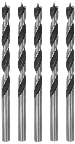 sourcing map 5pcs Brad Point Drill Bits 5mm Precise Cutting with Brad Point Tip for Woods