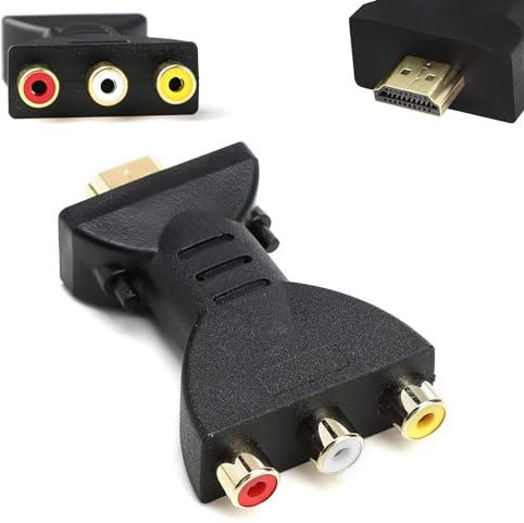 HDMI to AV RGB RCA Converter, 1080P HDMI to 3 RGB Adapter, High-Definition AV Video Adapter, Compatible with TV Laptop Xbox PS2-3 Camera DVD USB Charging