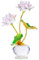 YWHL Figurine de fleur de lotus en cristal rose avec vase, faite à la main pour femme, pour anniversaire, Noël, fête des mères, fleur de lotus en verre, décoration d'intérieur, fête, bureau
