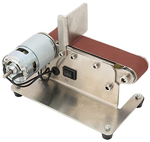 Levigatrice a Nastro Elettrica Smerigliatrice a Nastro Levigatrice a Nastro Mini Levigatrice Banco 4500-9000 Giri/min Lucidatrice a velocità Regolabile Fai Te con 10 Nastri
