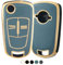 OFF WE GO Autoschlüssel Hülle Schlüsselhülle Cover für Astra Corsa Combo Signum Meriva Vectra Zafira Opel Adam/Mokka/Insignia Schlüsselcover Schlüsselbox Schlüssel Hülle Schutz Gehäuse, Blau Gold