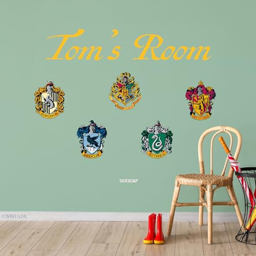 Harry Potter Wall Sticker – Personalised Name & House Crests Wall Decal Wizarding World Art (60cm Width x 30cm Height)