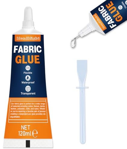 Colla per Tessuti Trasparente 120ml - Adesivo Permanente Lavabile per Stoffa/Cotone/Denim/Pelle - Impermeabile per Strass e Bambole - Asciuga in 24h (Poliestere/Altri Materiali)