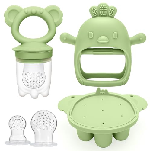 CLDY Comedero de frutas para bebés y mini bandeja para picar congelador, 4 meses en adelante, moldes para congelador de paletas de leche materna para aliviar la refrigeración del bebé, comedero de